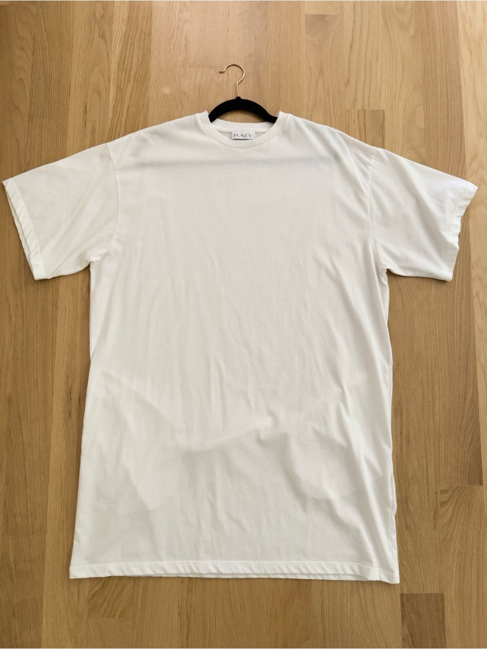RAEY White Oversized Longline Crewneck T-Shirt, size Small